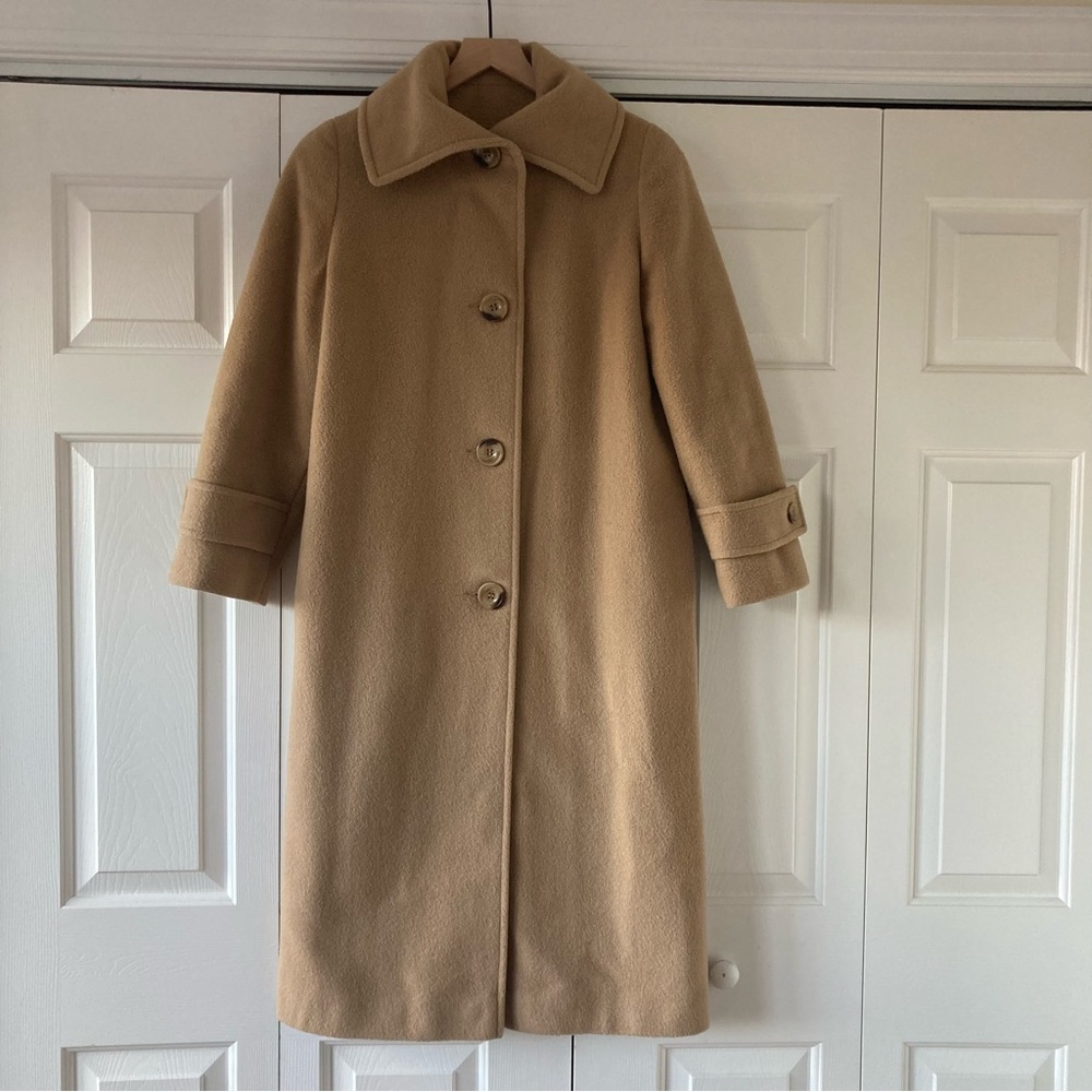 Vintage Lord and Taylor Camel 100% wool dress coat trench capsule neutral tan